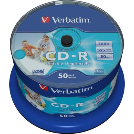 Verbatim CD-R, 52x, 700MB/80min, 50-pack, spindel, AZO, printable